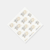 とメリーBright Christmas Holiday金ゴールドスクリプト スタンダードカクテルナプキン (角)