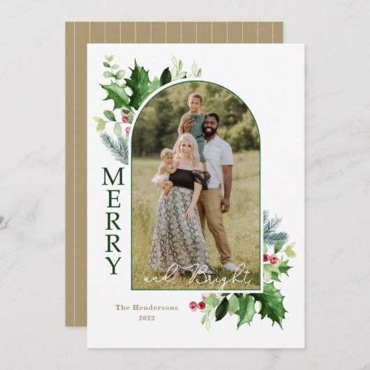 とメリーBright Christmas Script金ゴールドフォトカード (正面/裏面)