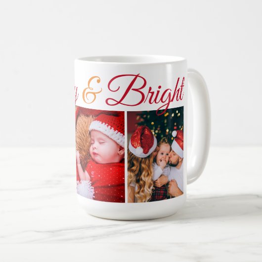 とメリーBright family christmas photos script コーヒーマグカップ (正面右)