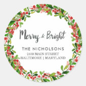 とメリーBright Script |休日の差出人住所 ラウンドシール (正面)