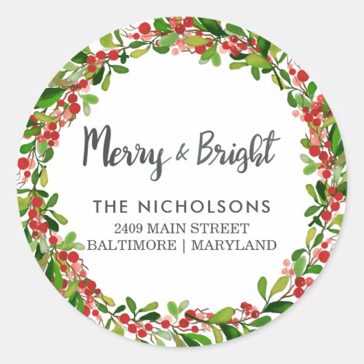 とメリーBright Script |休日の差出人住所 ラウンドシール (正面)