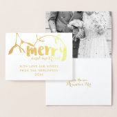 とメリーMistletoe写真結婚したクリスマスカード 箔カード (ディスプレー)