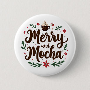 とモカメリードリンクのクリスマスコーヒークリスマス 缶バッジ