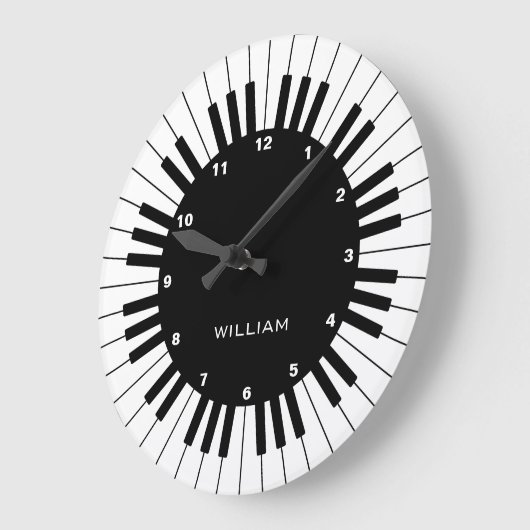 とモダンおエレガント客様の名前を持つピアノ鍵 ラージ壁時計 (傾斜)