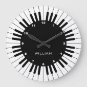 とモダンおエレガント客様の名前を持つピアノ鍵 ラージ壁時計 (正面)