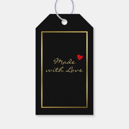 とモダンかわいい – 黒と金ゴールドフレームありがとう ギフトタグ (裏面)