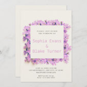 とモダンか素朴しいピンクのフローラ結婚の 招待状 (正面/裏面)