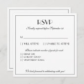 とモダンエレガントの大きなRSVP ノートカード (正面/裏面)