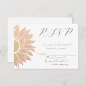 とモダンシンプルひまわり結婚式RSVPカード 出欠カード (正面/裏面)