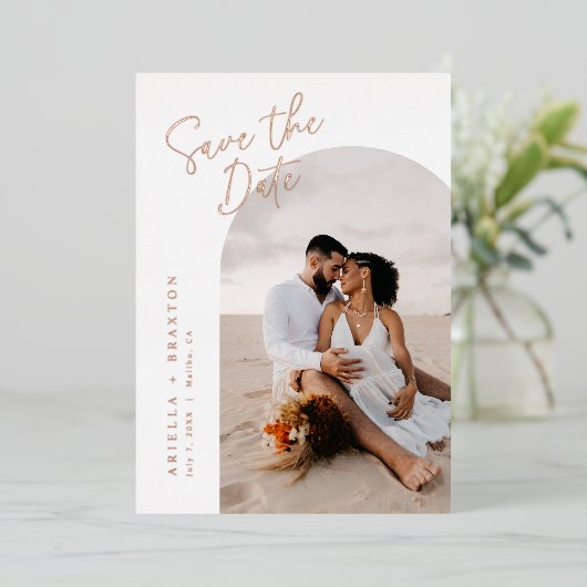 とモダンシンプルNotebookは日付カードを保存 箔招待状 (立ち正面)