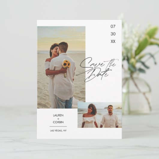 とモダンシンプルPhoto Save The Date招待状 招待状 (スタンド正面)