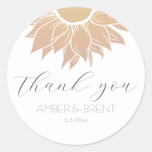 とモダンシンプルSunflower Thank you ラウンドシール (正面)