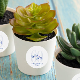 とモダントレンディーネイビーブルー60th誕生日ステッカー ラウンドシール