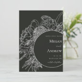 とモダンフローラエレガントが日付を保存 招待状 (スタンド正面)