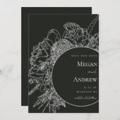 とモダンフローラエレガントが日付を保存 招待状 (正面/裏面)