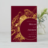 とモダンフローラエレガントが日付を保存 箔招待状 (立ち正面)