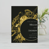 とモダンフローラエレガントが日付を保存 箔招待状 (立ち正面)