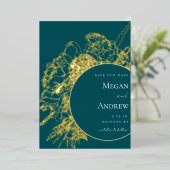 とモダンフローラエレガントが日付を保存 箔招待状 (立ち正面)