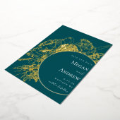 とモダンフローラエレガントが日付を保存 箔招待状 (回転した状態)