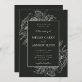 とモダンフローラエレガントブーケ招待状 招待状 (正面/裏面)