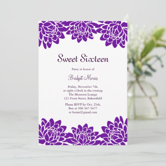 とモダンフローラ誕生日パーティーの招待 招待状 (スタンド正面)