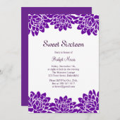 とモダンフローラ誕生日パーティーの招待 招待状 (正面/裏面)