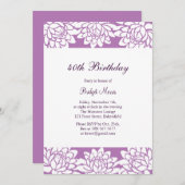 とモダンフローラ誕生日パーティーの招待 招待状 (正面/裏面)