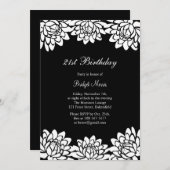 とモダンフローラ誕生日パーティーの招待 招待状 (正面/裏面)