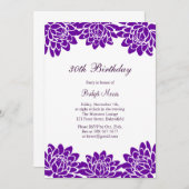 とモダンフローラ誕生日パーティーの招待 招待状 (正面/裏面)