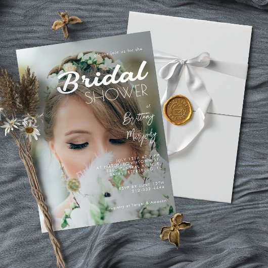 とモダン写エレガント真ブライダルシャワー 招待状