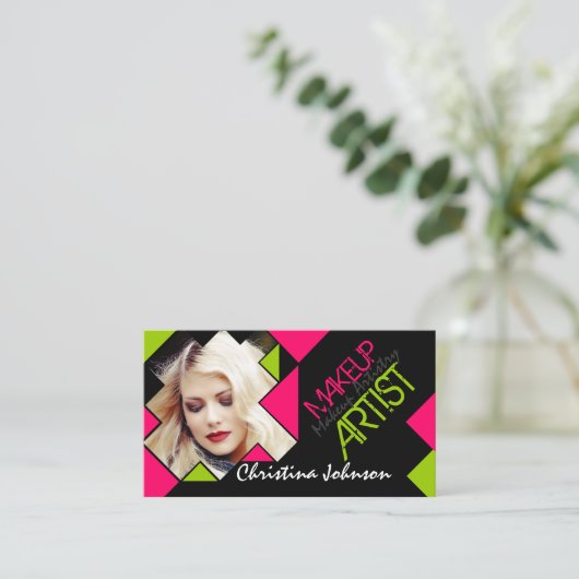 とモダン写真はっきりしたメイクアップアーティスト 名刺 (スタンド正面)