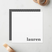 とモダン木炭のシックなモノグラム名 ノートカード (正面/裏面インサイチュ)