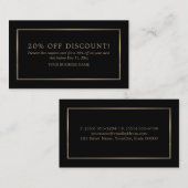 とモダン、黒お洒落と金ゴールド、割引券 割引カード (正面/裏面)
