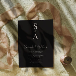 とモダンScriptエレガント and Monogram結婚の 招待状