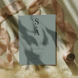 とモダンScriptエレガント and Monogram結婚の 招待状