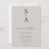 とモダンScriptエレガント and Monogram結婚の 招待状 (正面)