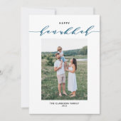 とモダンScript Happy Hanukkahの写真 シーズンカード (正面)