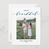 とモダンScript Happy Hanukkahの写真 シーズンポストカード (正面/裏面)