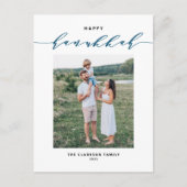 とモダンScript Happy Hanukkahの写真 シーズンポストカード (正面)