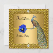 とユニーク金ゴールドエレガントとピーコック招待状 招待状 (正面)
