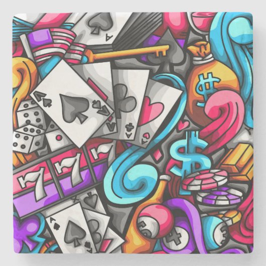 とラクールスカラフルベガスカジノ賭博ドードル ストーンコースター (正面)