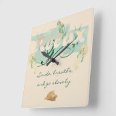 とリラックススマイルのビーチ正方形の壁時計 スクエア壁時計 (傾斜)