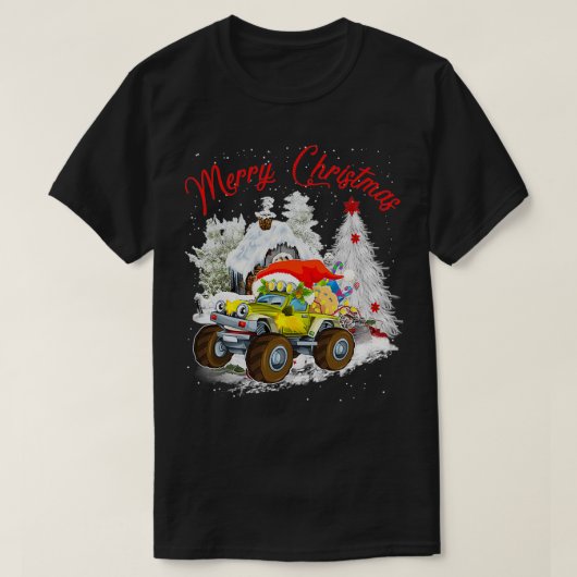 ~と一緒にクリスマス気分のモンスタートラック Tシャツ (デザイン正面)