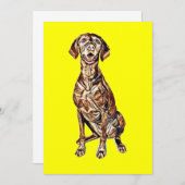 と一緒に楽しみに立ち寄るかわいいビズラ犬 招待状 (正面/裏面)