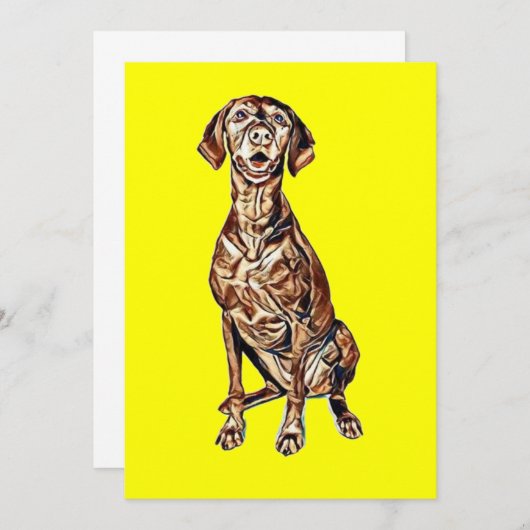 と一緒に楽しみに立ち寄るかわいいビズラ犬 招待状 (正面/裏面)