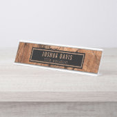 ～と一緒に茶色の木 デスクネームプレート (正面)