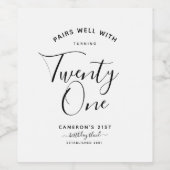 ～と上手に組み合わせる |ミニマリストブラック&ホワイト21st ワインラベル (シングルラベル)