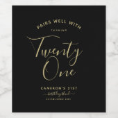 ～と上手に組み合わせる |ミニマリストブラック&金ゴールド21st ワインラベル (シングルラベル)