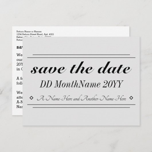 と伝統的ヴィンテージ「日付を保存」はがき ポストカード (正面/裏面)