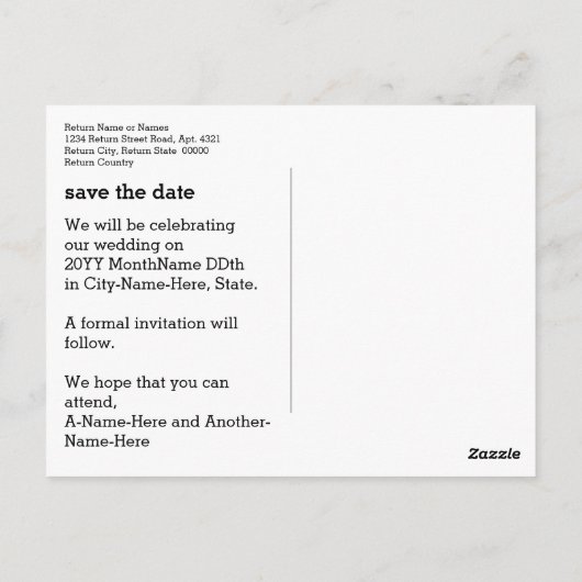 と伝統的ヴィンテージ「日付を保存」はがき ポストカード (裏面)